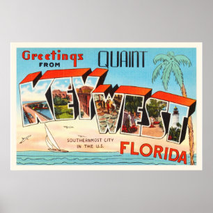 Poster Key West Florida FL Old Viagens vintage Souvenir
