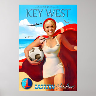 Poster Key West Florida Fly Eastern Air Lines New Travel