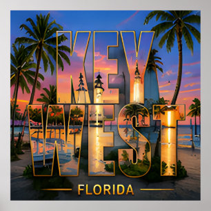 Poster Key West Florida Horizonte Costeiro Tropical Viage