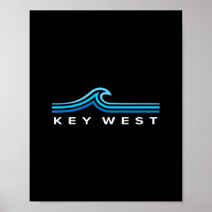Poster Key West Florida Ondas Vintage Homens Mulheres Men
