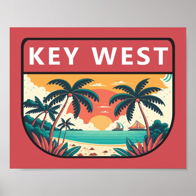 Poster Key West Florida Retro Emblem (Frente)