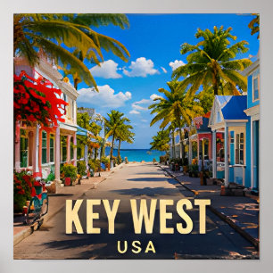 Poster Key West Flórida Rua Tropical Viagem Lembrança