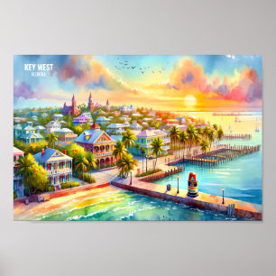 Poster Key West Florida USA Viagem Places watercolor