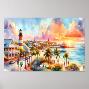 Poster Key West Florida USA Viagem Places watercolor