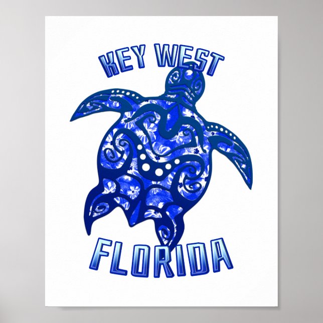 Poster Key West Florida Vacation Tribal Turtle (Frente)