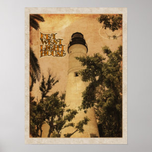 Poster Key West Lighthouse Foto Vintage