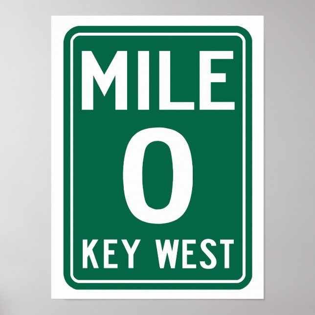 Poster Key West Milha 0, Flórida EUA (Frente)