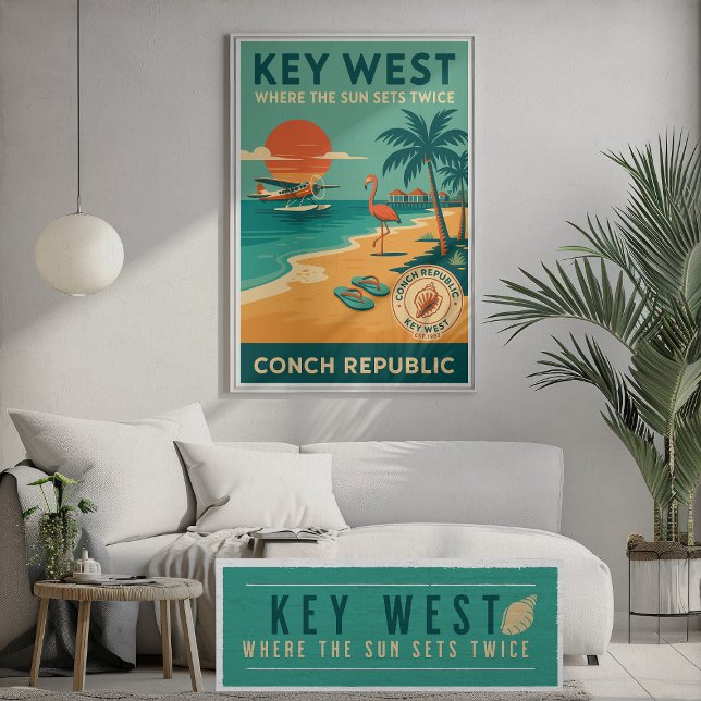 Poster Key West Sunset - Conch Republic Seaplane Art (Criador carregado)