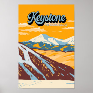 Poster Keystone Colorado Winter Ski Area Vintage