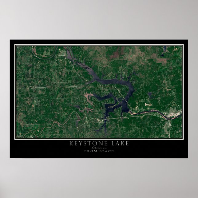 Póster Keystone Lake Oklahoma Do Space Satellite Map (Frente)