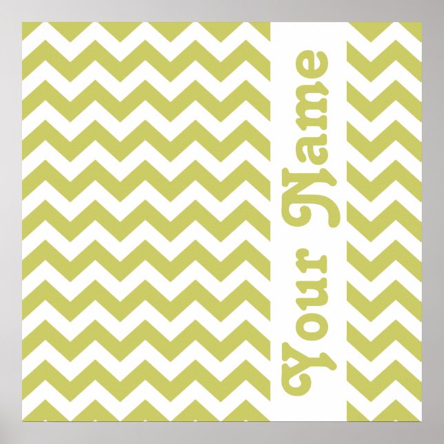 Póster Khaki Safari Chevron com texto personalizado (Frente)