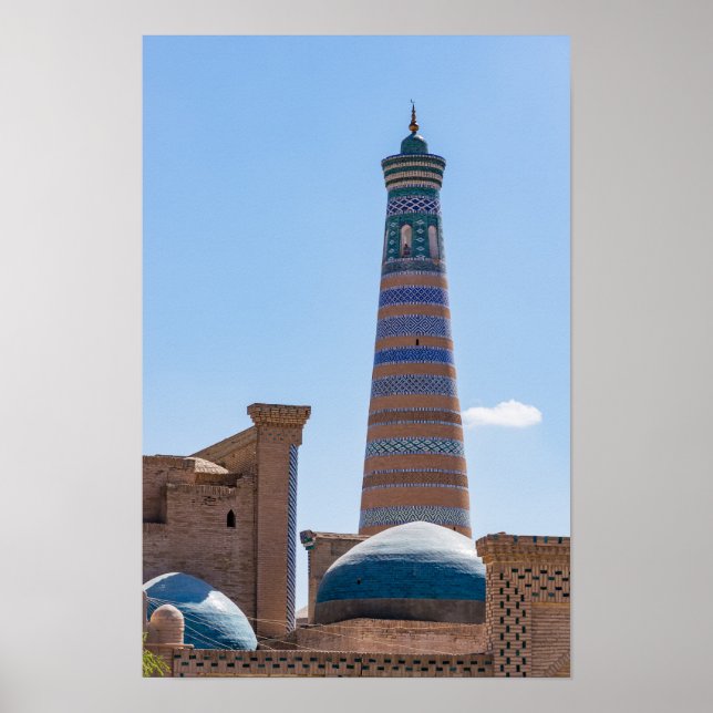 Poster Khiva, Uzbequistão - Minarete Islam Khodja (Frente)