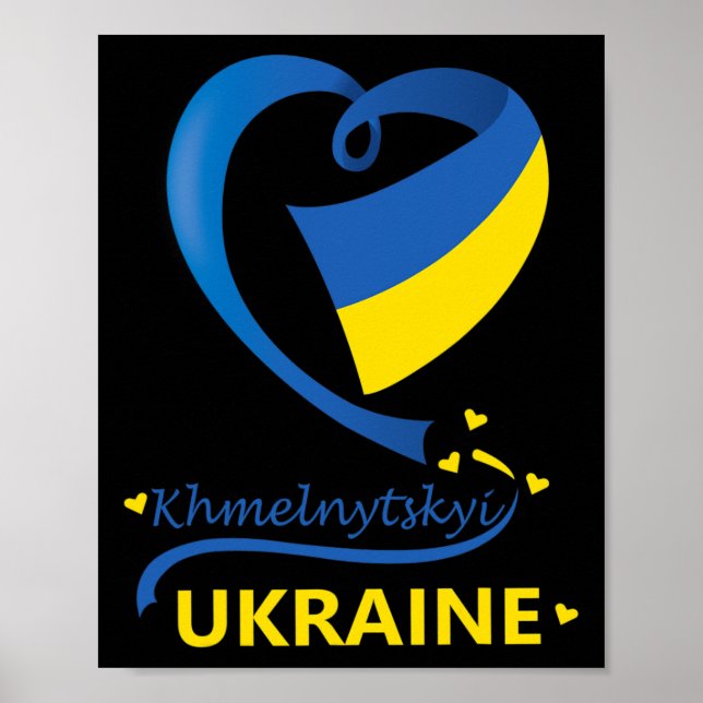 Poster Khmelnytskyi Ukraine National Flag Heart Emblem Cr (Frente)