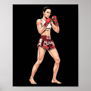 Poster Kickboxe Stance Tailandês Boxando um Luz Muay Tail