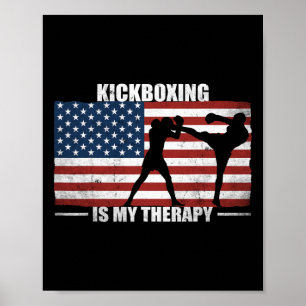 Poster Kickboxer Bandeira Americana Vintage Kickboxing No