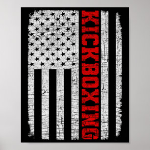 Poster Kickboxing Bandeira Americana 4 de Julho Patriótic