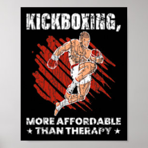 Poster Kickboxing é Terapia Kick Boxer Engraçado Boxe Gra