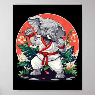Poster Kickboxing Elefante Taekwondo Caratê MMA Engraçado