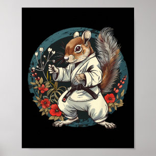 Poster Kickboxing Esquilo Floral Judo Amante de Esquilo K