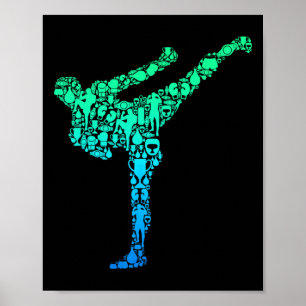 Poster Kickboxing Kickboxer Karate Crianças Meninos Homen