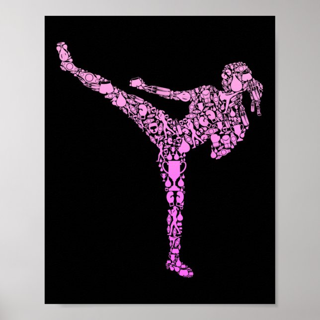 Poster Kickboxing Kickboxer Karate Garotas Crianças Mulhe (Frente)