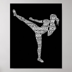 Poster Kickboxing Kickboxer Karate Meninas Mulheres Crian