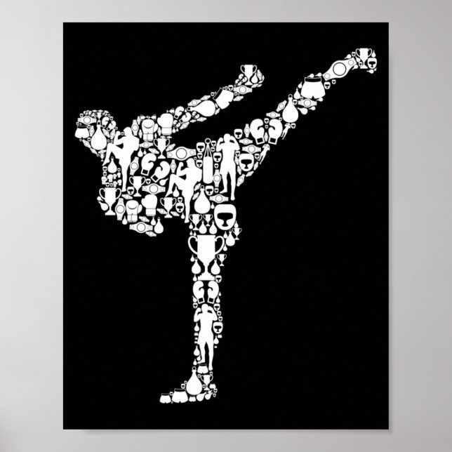 Poster Kickboxing Kickboxer Karate Meninos Crianças Homen (Frente)
