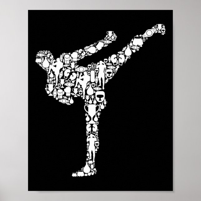 Poster Kickboxing Kickboxer Karate Meninos Crianças Homen (Frente)