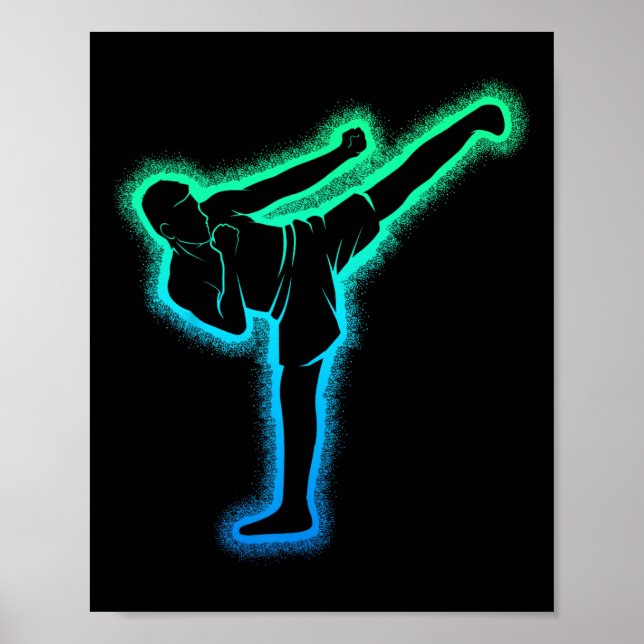 Poster Kickboxing Kickboxer Karate Taekwondo Crianças Men (Frente)