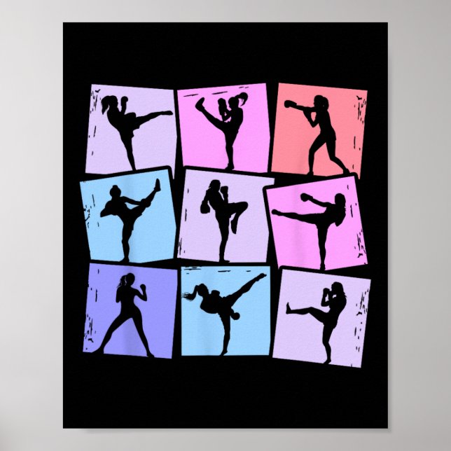 Poster Kickboxing Kickboxer Muay Thai Meninas Mulheres Cr (Frente)