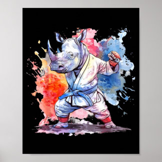 Poster Kickboxing Rhino Taekwondo Caratê MMA Engraçado