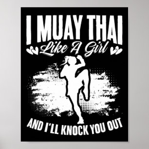 Poster Kickboxing Tailândia Mma Boxe Tailandês Garota Mua