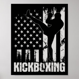 Poster Kickboxing - Usa Bandeira Americana Kickboxer Comb