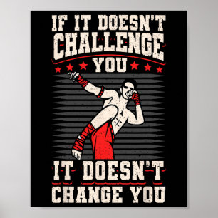 Poster Kickboxing Vintage Se Não Desafia Você Não Faz