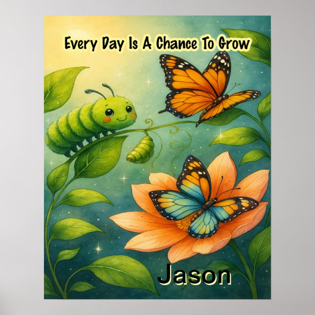 Poster Kid Affirmation: Every Day Is A chance To Grow (Frente)