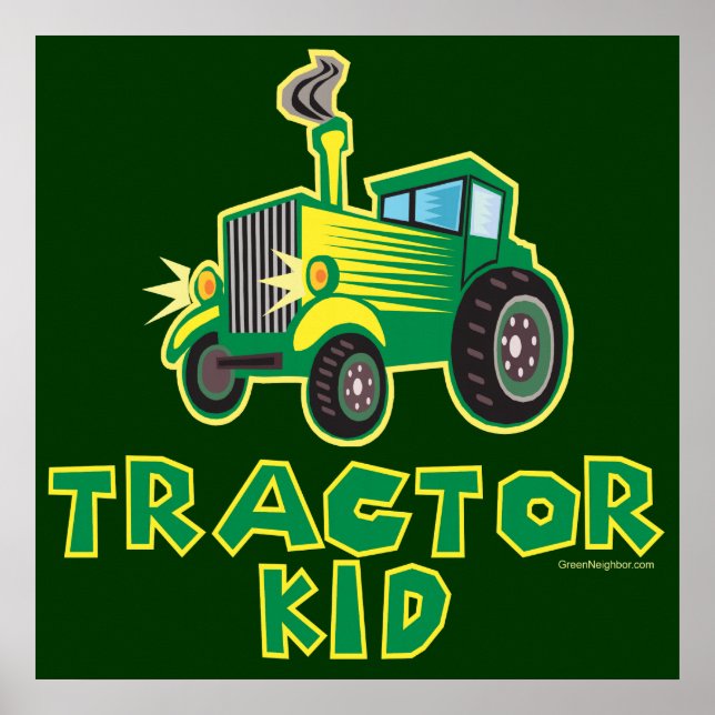 Póster Kid de Trator Verde (Frente)