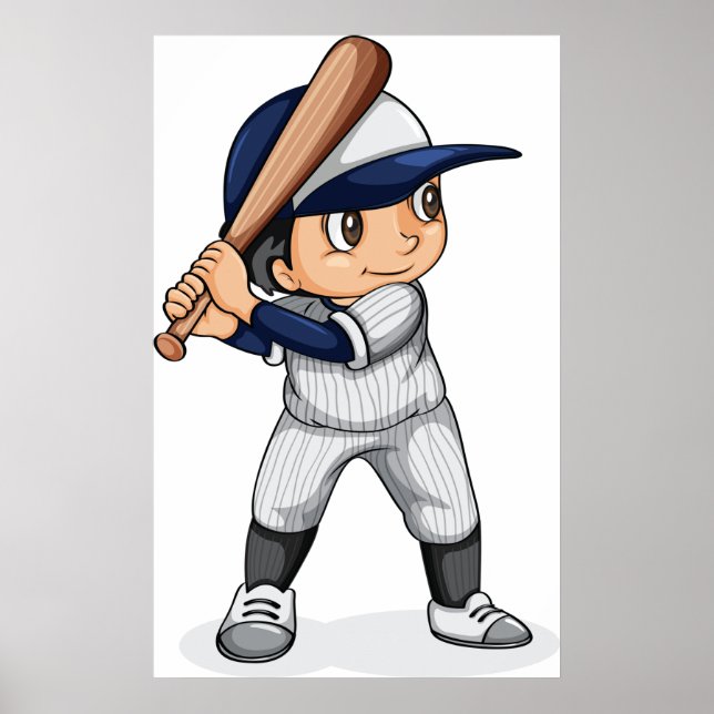 Poster Kid Jogando Baseball (Frente)