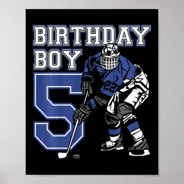 Poster Kids 5 Year Old Ice Hockey Themed Birthday Party 5 (Frente)