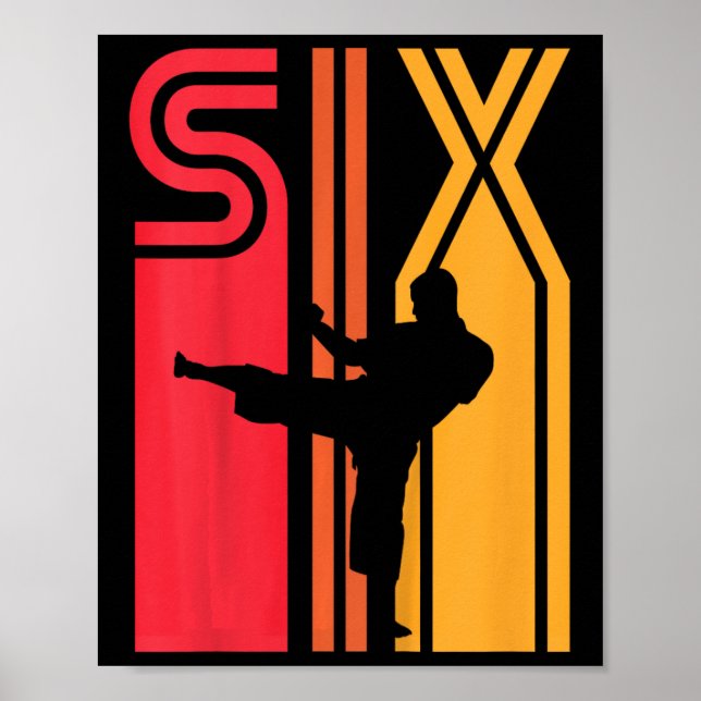 Poster Kids 6th Birthday Gift Karate Retro Taekwondo Mart (Frente)