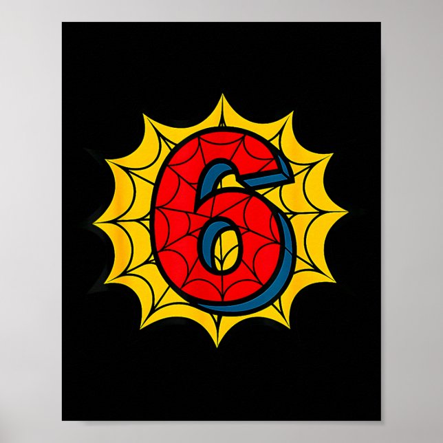 Poster Kids 6th Birthday Sder Theme Party 6 Year Old Boys (Frente)