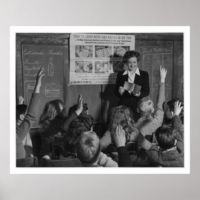 Poster Kids and Ration Book WII - Vintage (Frente)