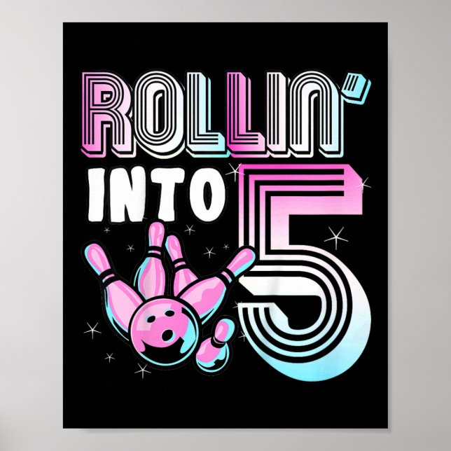 Poster Kids Bowler Rollin' Em 5 Boliche de Birthday Ki (Frente)