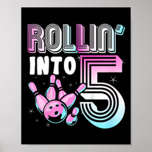 Poster Kids Bowler Rollin' Em 5 Boliche de Birthday Ki