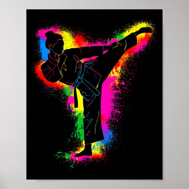 Poster Kids Colorful Taekwondo Martial Arts Women Girl Ka (Frente)