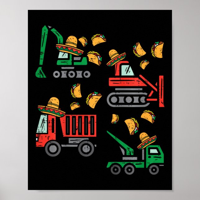 Poster Kids Construction Truck Bulldozer Cinco De Mayo Ki (Frente)