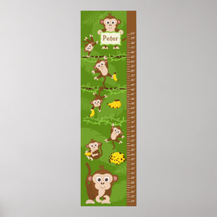 Póster Kids Growth Chart - Monkeys
