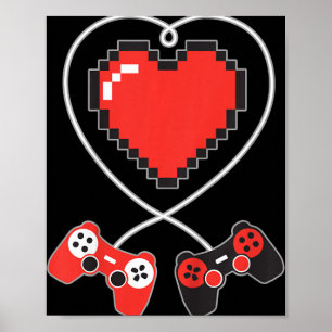 Poster Kids Heart Pixel Art Video Game Controller Valenti