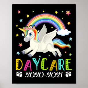 Poster Kids Hello Daycare 2020 Quarantine Cute Unicorn