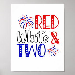 Poster Kids Red White E Dois segundo aniversário 4 De Jul
