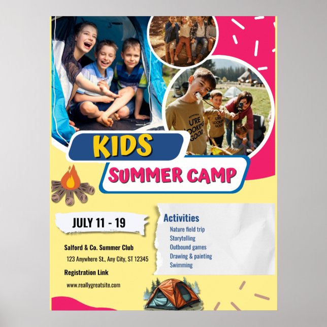 Poster Kids Summer Camp Flyer, Kids Bootcamp Summer (Frente)
